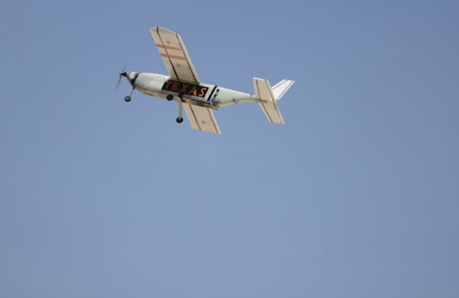 The Texas Design, Build, Fly plane in flight