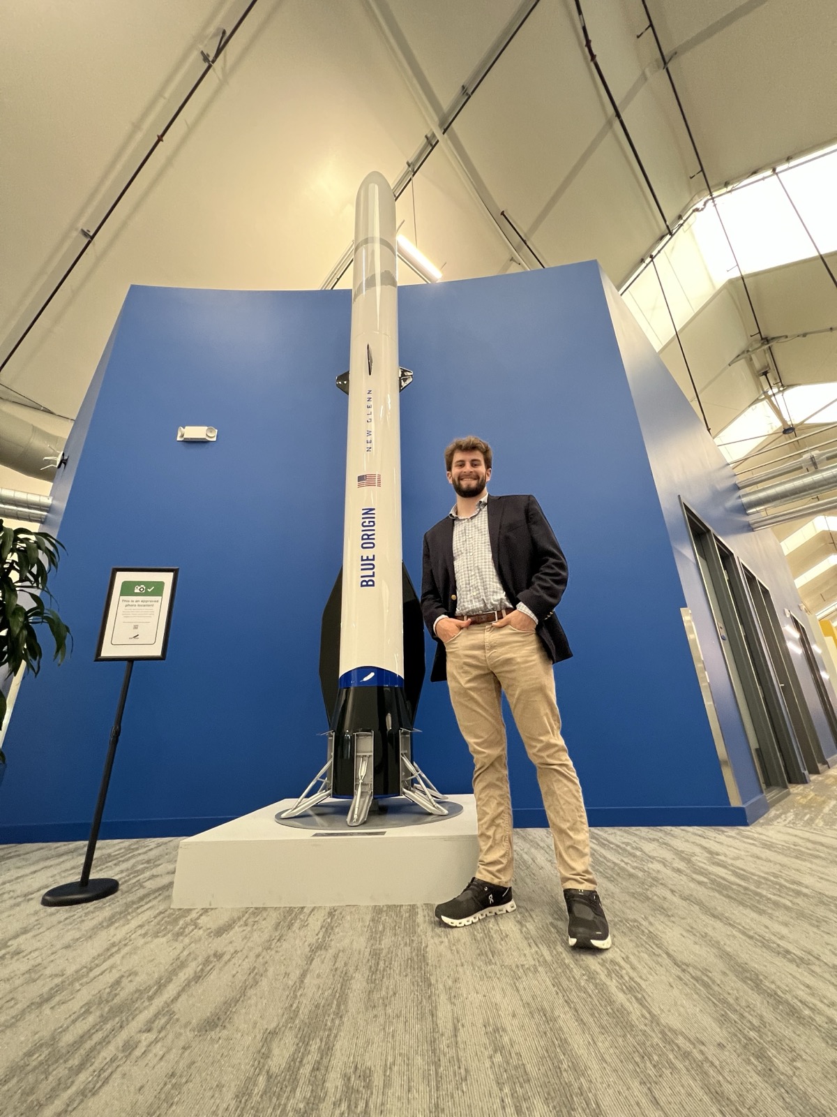 Standing next to a Blue Origin New Glenn display